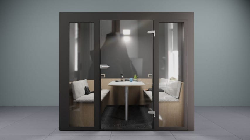 2.4m x 2.4m Glass Meeting Room With Seating - Enhanced